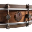 A&F Drum Company 4x14 Walnut Club Snare Drum with Raw Brass Hoops Cheap