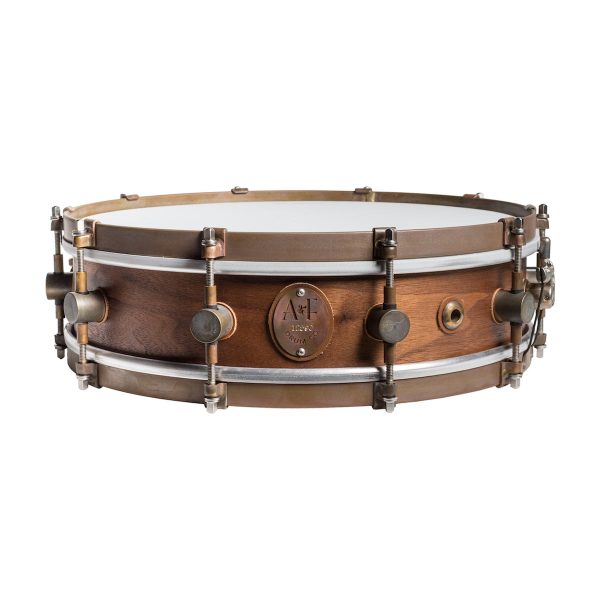 A&F Drum Company 4x14 Walnut Club Snare Drum with Raw Brass Hoops Cheap